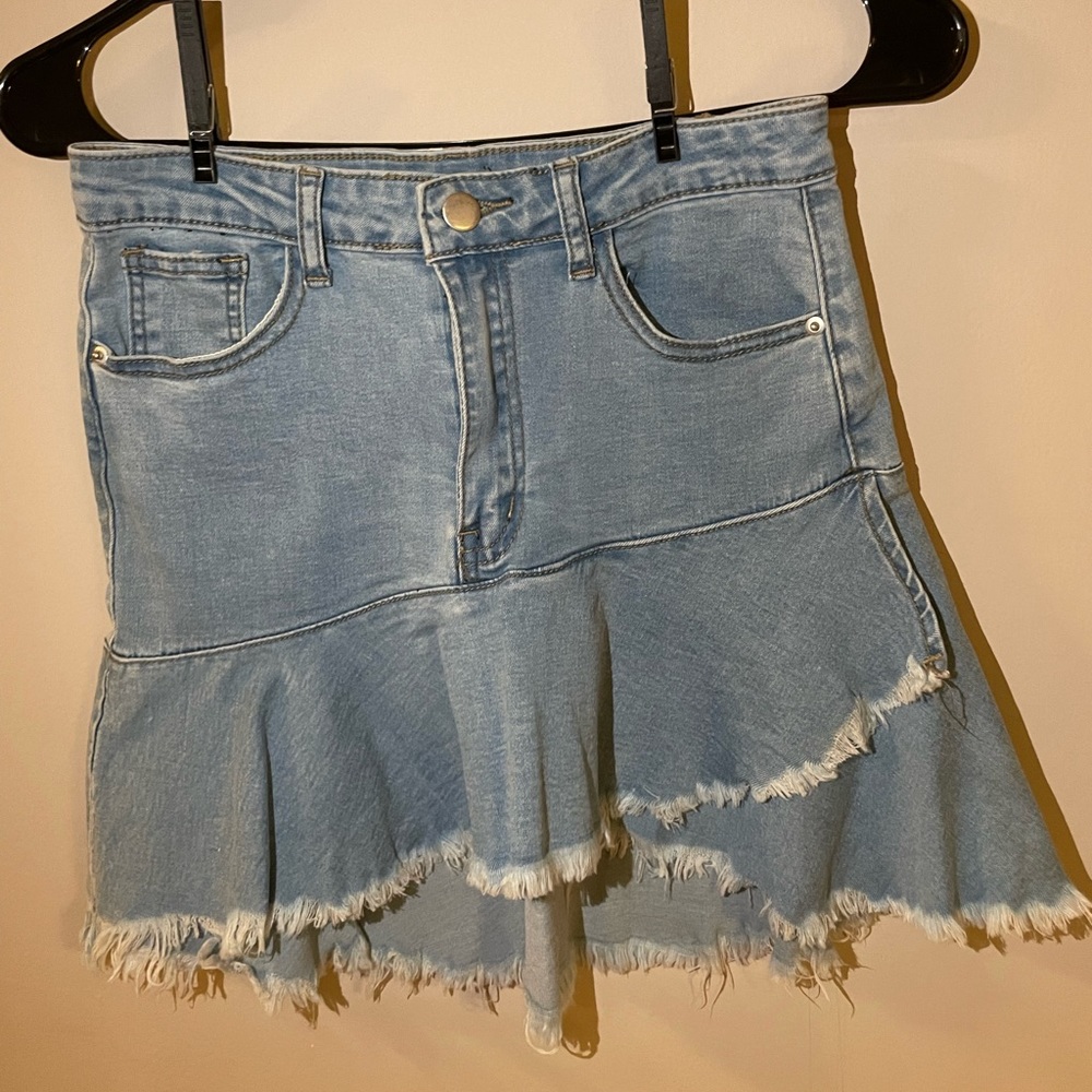 Jean ruffled skirt